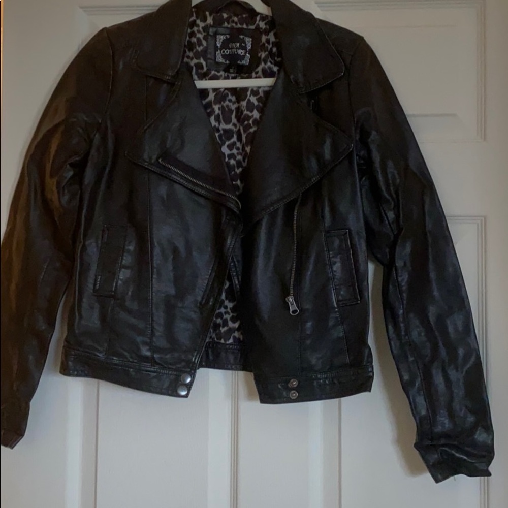 Faux leather moto jacket